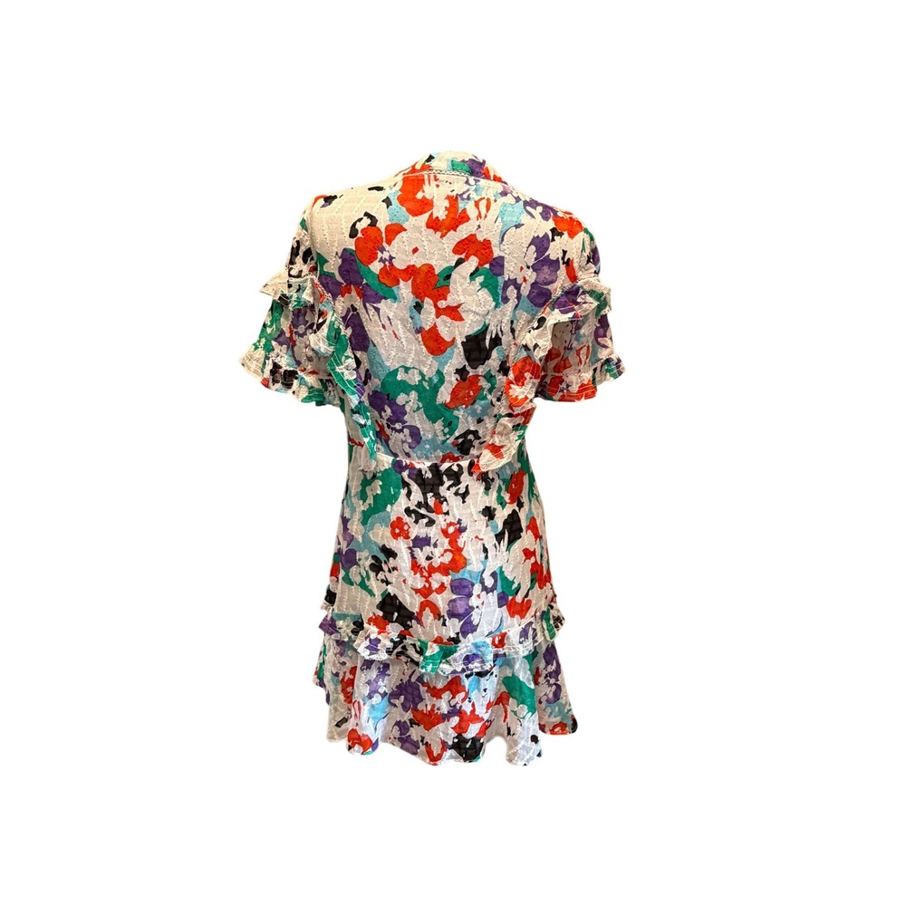 Tanya Taylor Rhett Multi Floral Ruffle V-Neck Mini Dress Womens 2 New - Picture 3 of 15